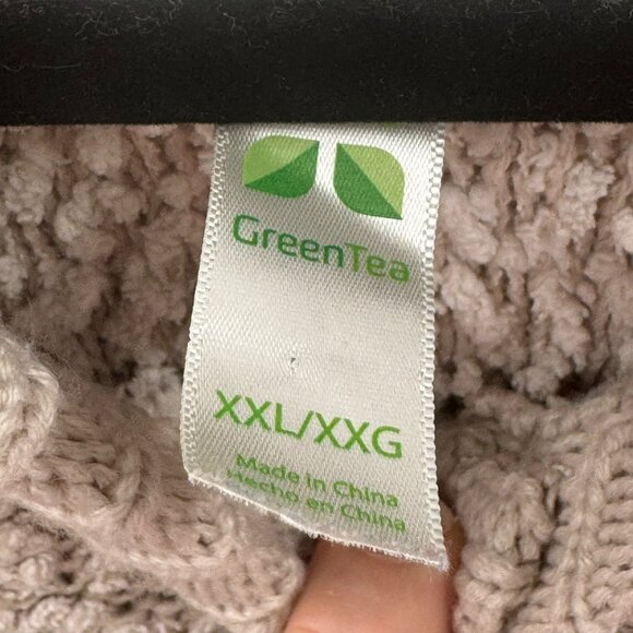 GreenTea Popcorn Knit Hooded Tan Sweater w/Ribbed Hem & Sleeves Size XXL - Picture 5 of 5